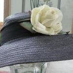 Navy Straw Ladies Hat with ..