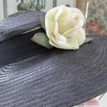 Navy Straw Ladies Hat with ..