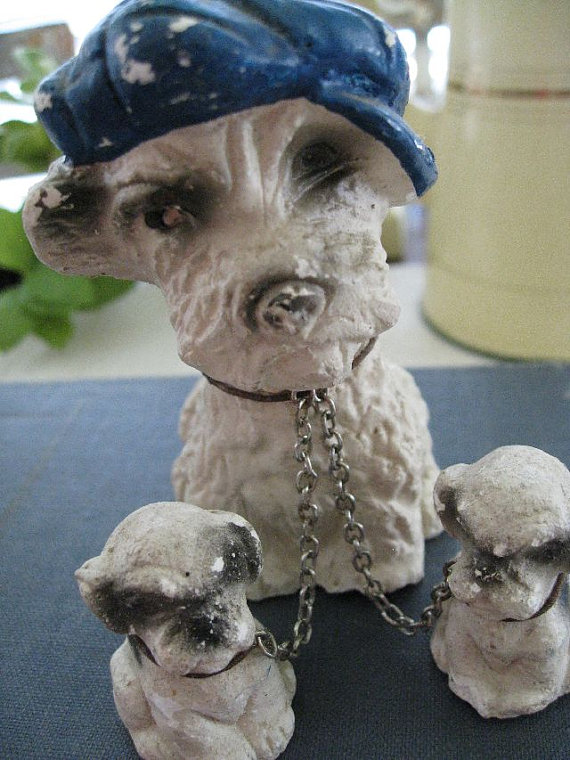 Vintage Carnival Circus Chalkware Dog and Puppies Game Prize