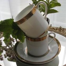 Vintage White Porcelain Demitasse Cups and Saucers Set